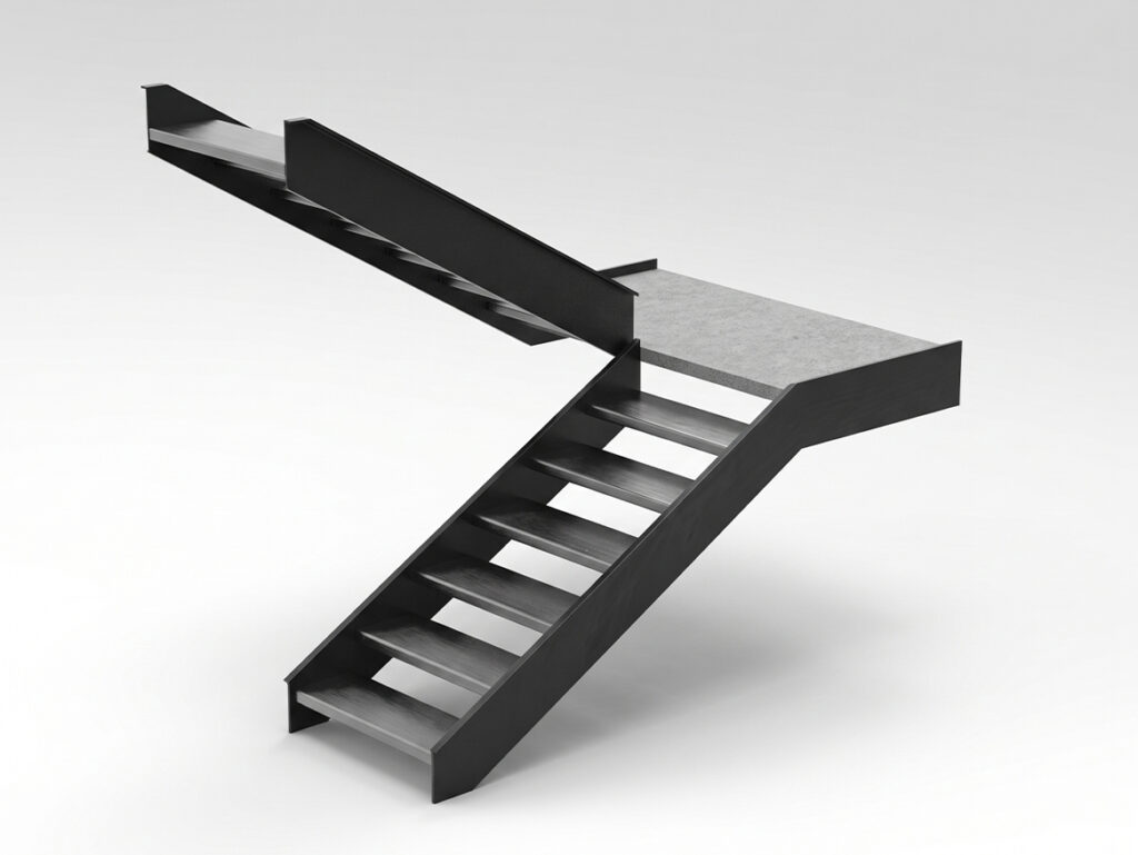 Conception escalier sur mesure avec modélisation 3D d’une structure métallique et d’un palier